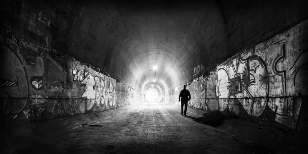 Man Walking Towards Light by Leif Løndal — canvas wall art