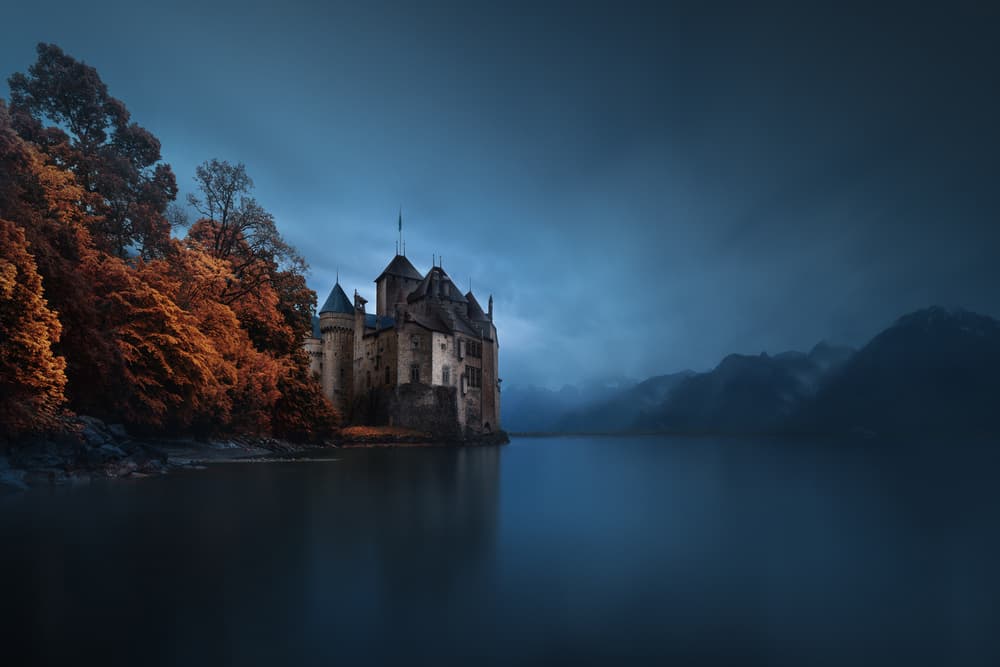 Moody Castle Lake View by Juan Pablo de Miguel — canvas wall art
