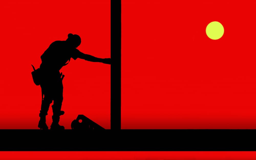 Worker Under Red Sun by Patrick Compagnucci — canvas wall art