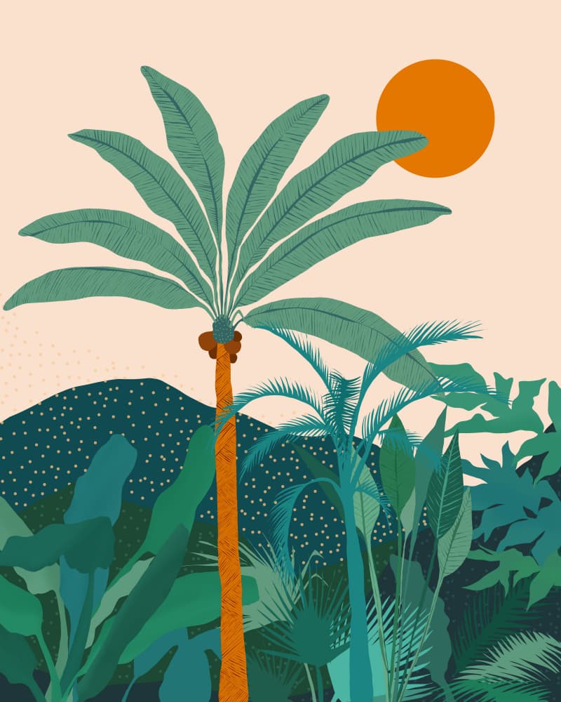 Lush Tropical Golden Hour by Uma Gokhale — canvas wall art