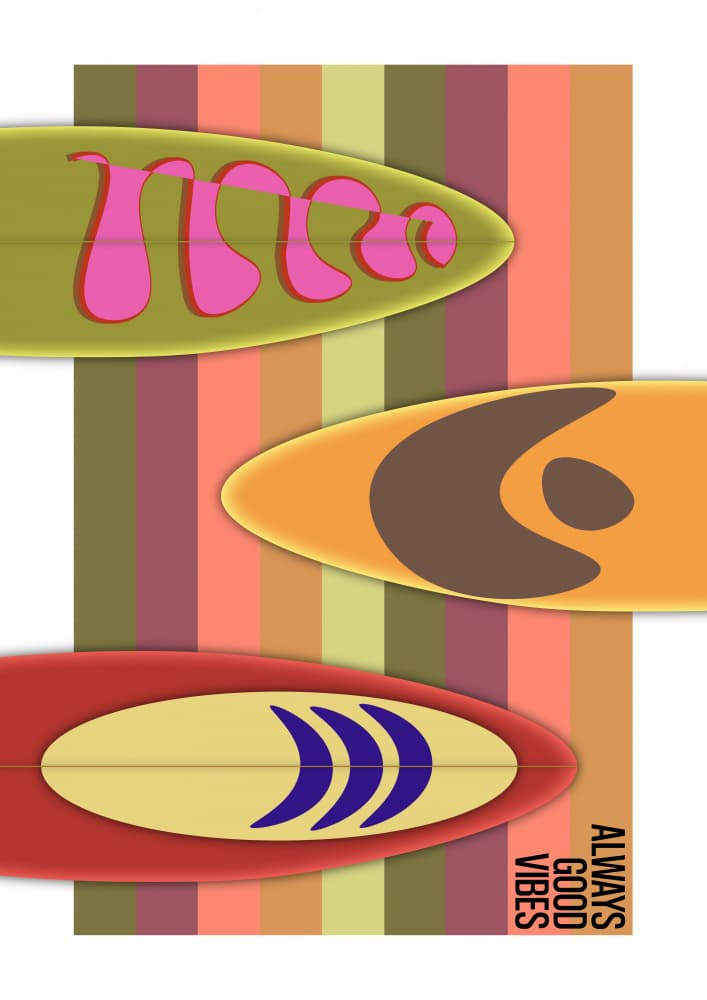 Colorful Surfboard Vibes by Frances Collett — canvas wall art