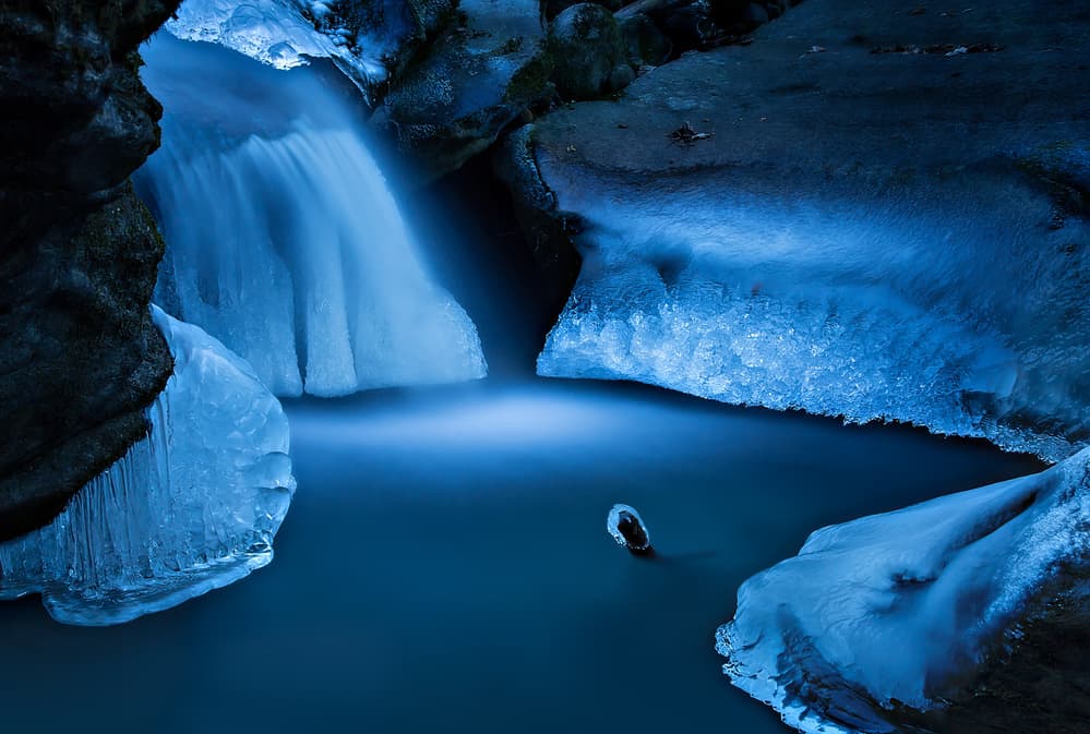 Frozen Blue Waterfall by Michel Manzoni — canvas wall art