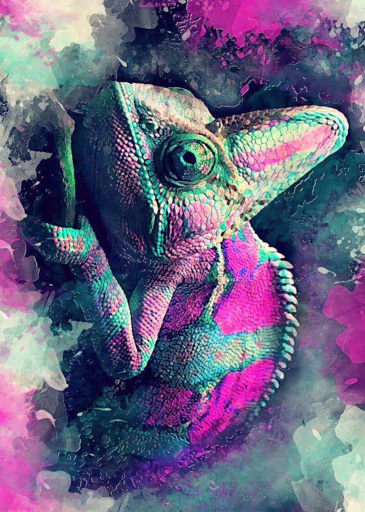 Chameleon1 animal art by Justyna Jaszke — canvas wall art