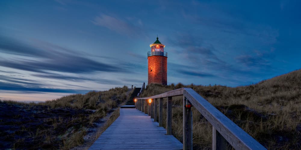 Twilight Lighthouse Path by Bodo Balzer — canvas wall art