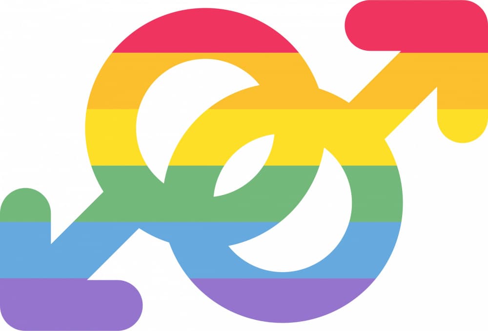 Rainbow Gay Male Symbols by Marika Barsrsind — canvas wall art