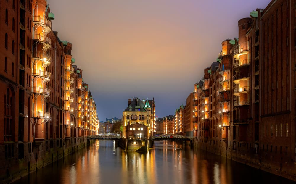 Historic Canal Night by Jie Fischer — canvas wall art