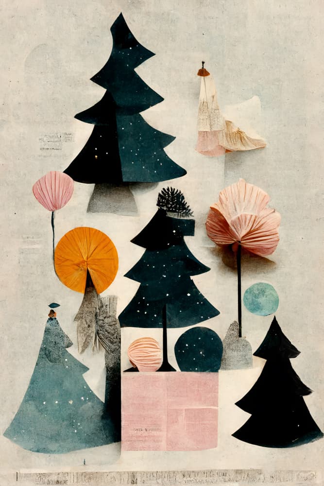 Cute Pine Tree Composition by Treechild — canvas wall art
