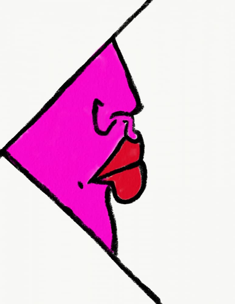 Pink Profile Red Lips by JLC ART — canvas wall art