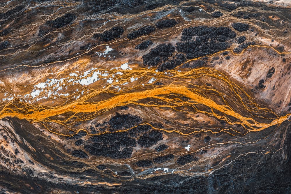 Golden River Landscape by TIANQI — canvas wall art