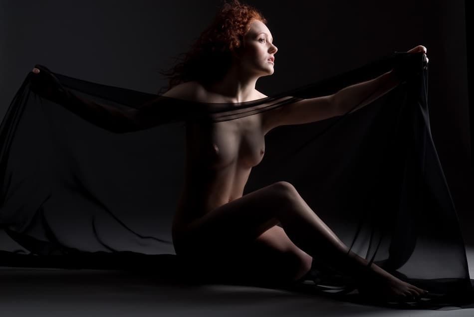 Sensual Figure Black Drape by Hove — canvas wall art