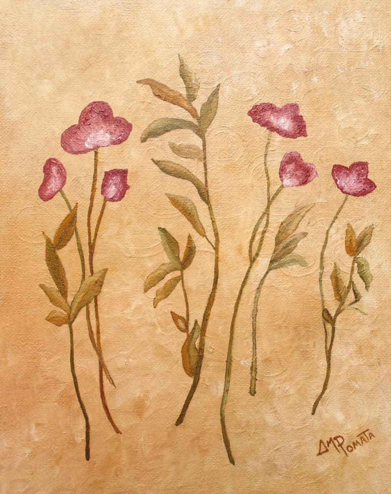 Pink Rustic Flowers by Angeles M. Pomata — canvas wall art