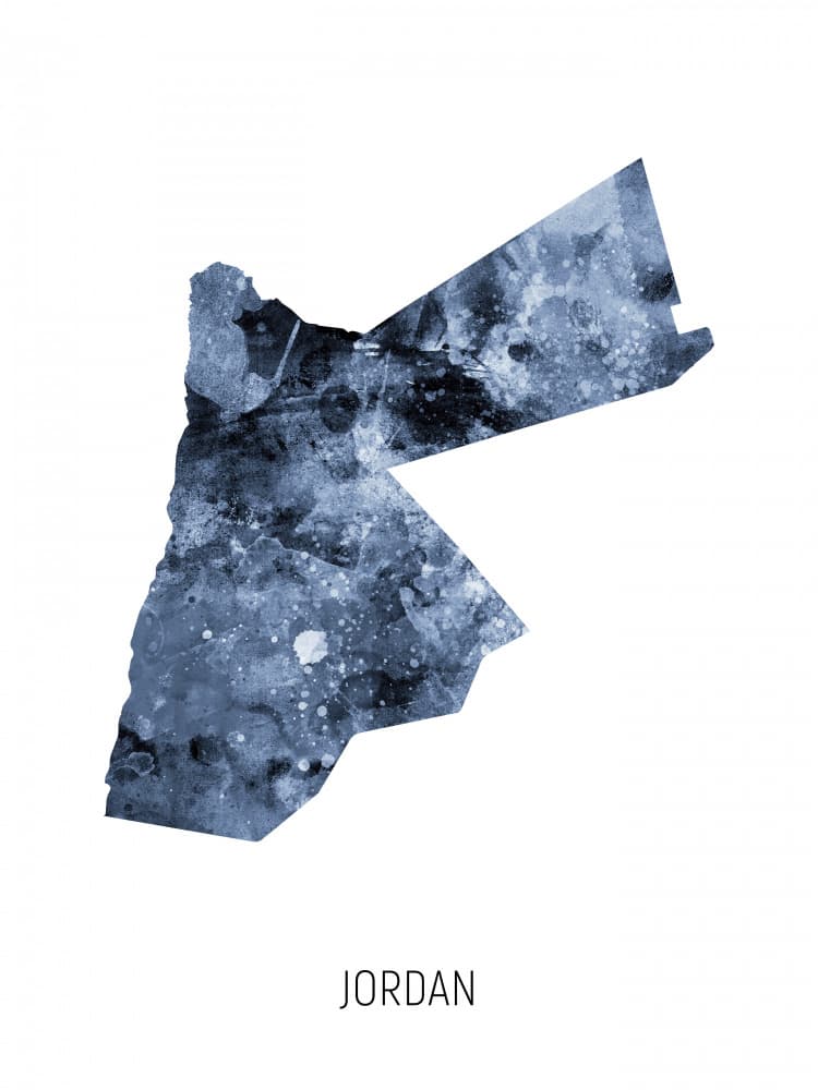 Abstract Blue Jordan Map by Michael Tompsett — canvas wall art