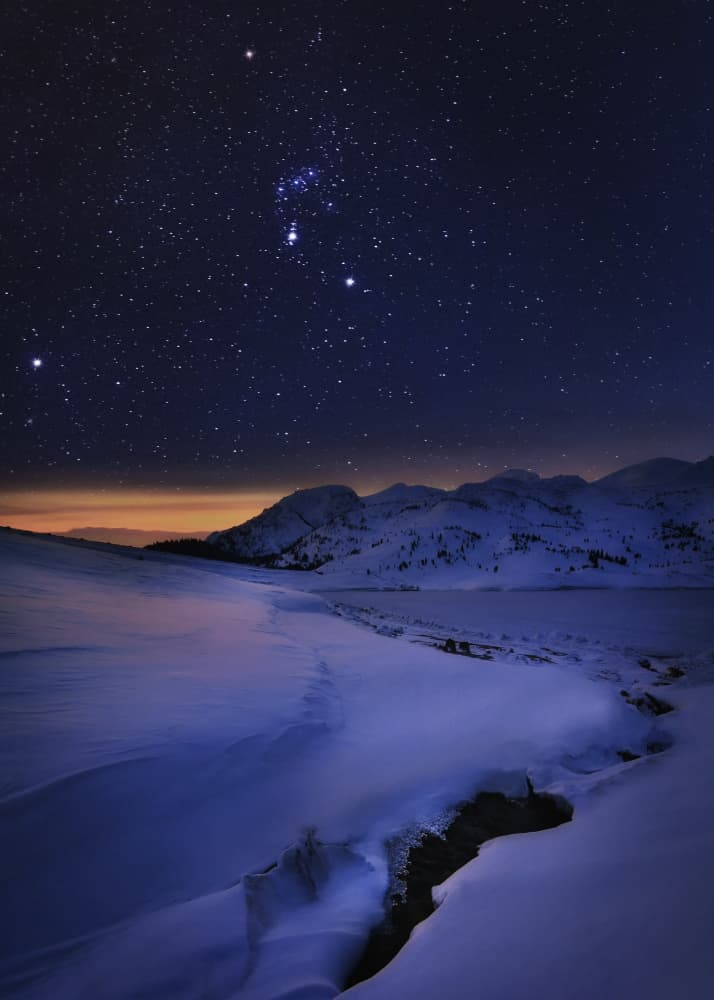 Starry Winter Mountains by Albena Markova — canvas wall art