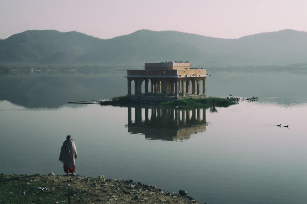 Serene Lake Palace Dawn by Samara Ratnayake — canvas wall art