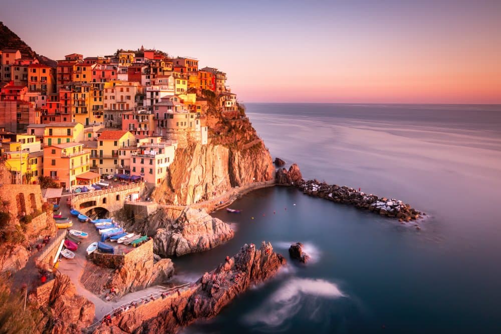 Colorful Italian Cliffside Village by Christoph Schaarschmidt — canvas wall art