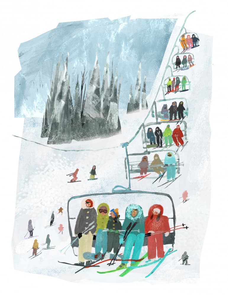 Ski Lift Mountain Fun by Claire Hanley — canvas wall art
