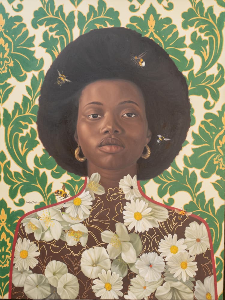 Afro Floral Portrait by Damilare Jamiu — canvas wall art