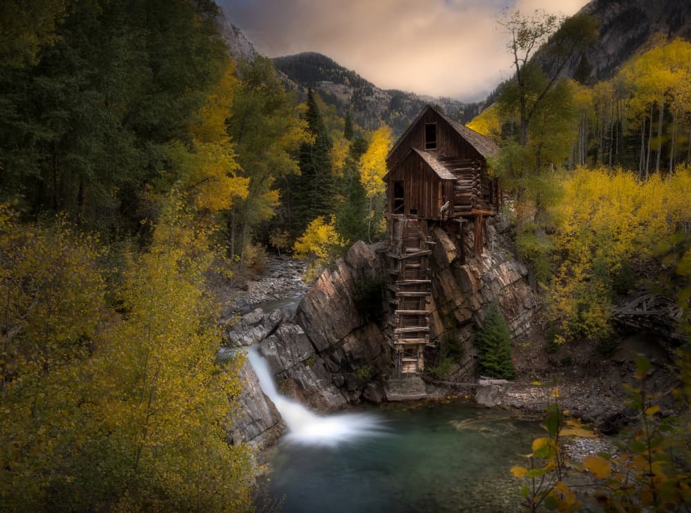 Rustic Autumn Mill by Dennis Zhang — canvas wall art