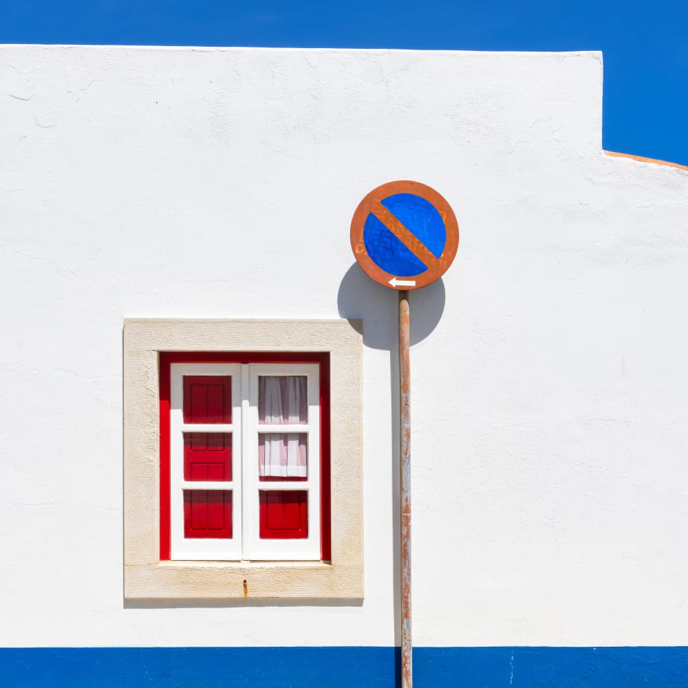 Red Window Blue Stripe by Andreas Klesse — canvas wall art