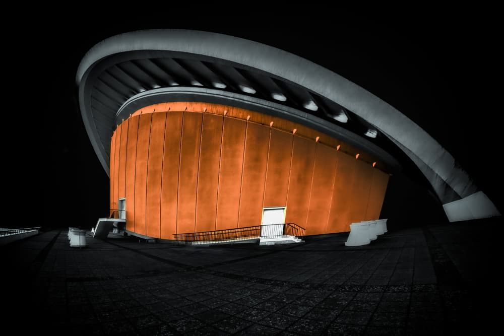 Dramatic Orange Architecture by Martin Steeb — canvas wall art