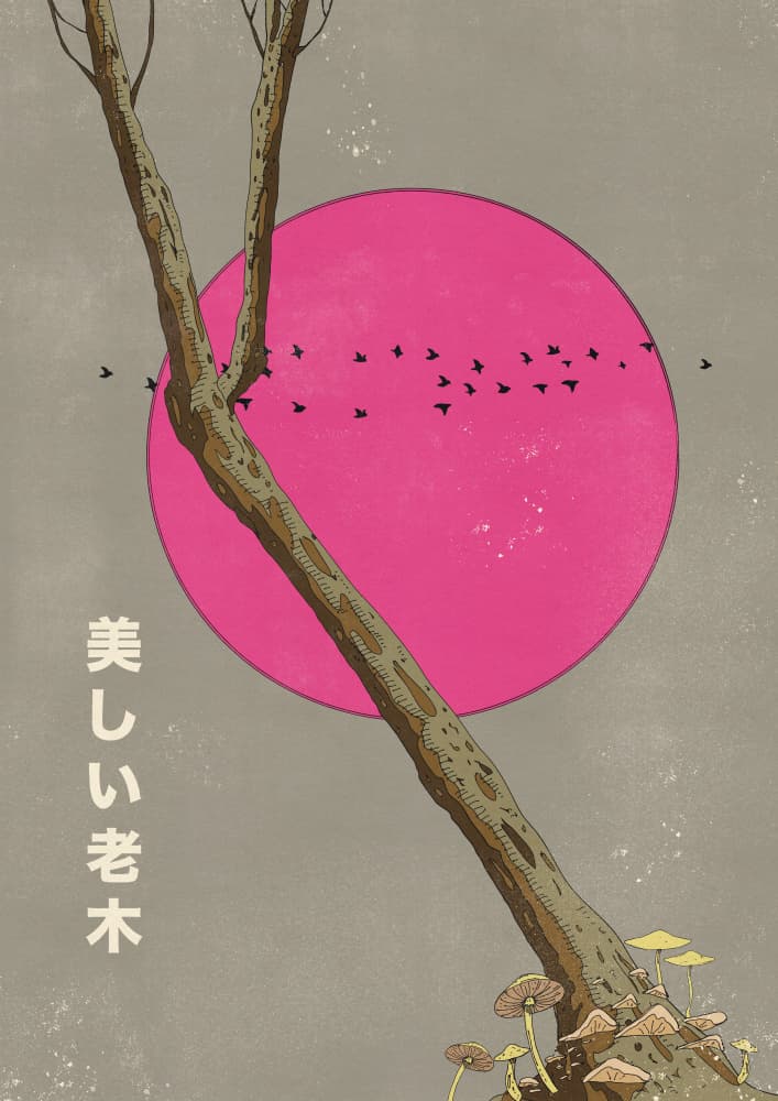 Old Tree Pink Sun by Nicholas — canvas wall art