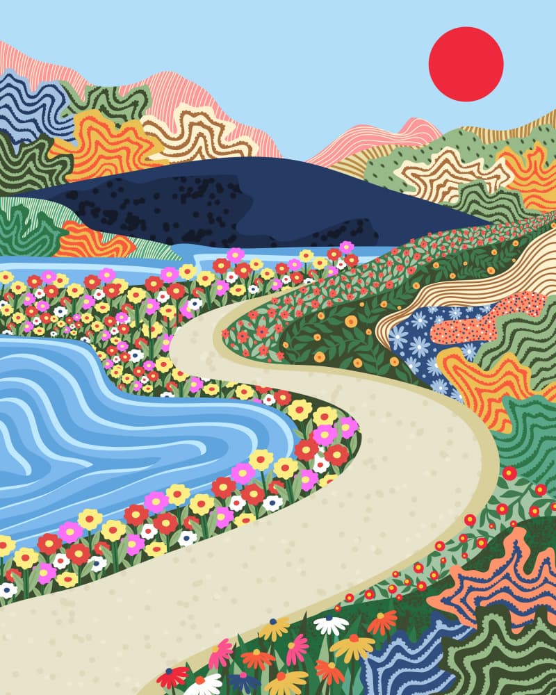 Winding Flower Path by Kintsugi99 — canvas wall art
