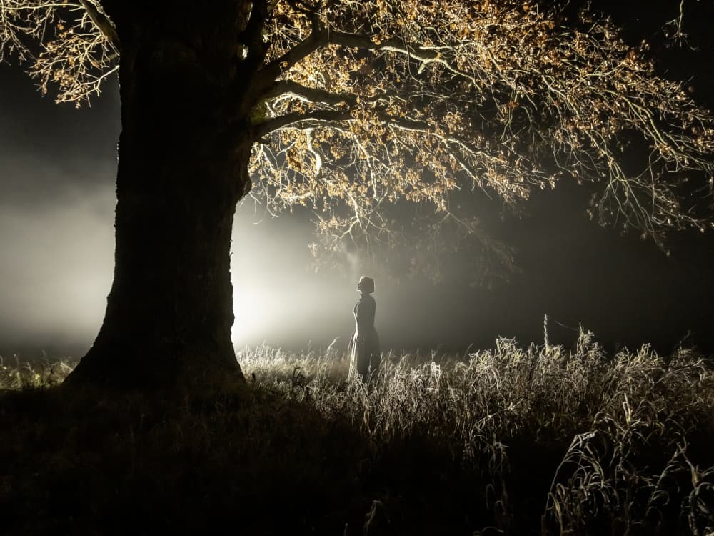 Mysterious Figure Misty Night by Leszek Paradowski — canvas wall art