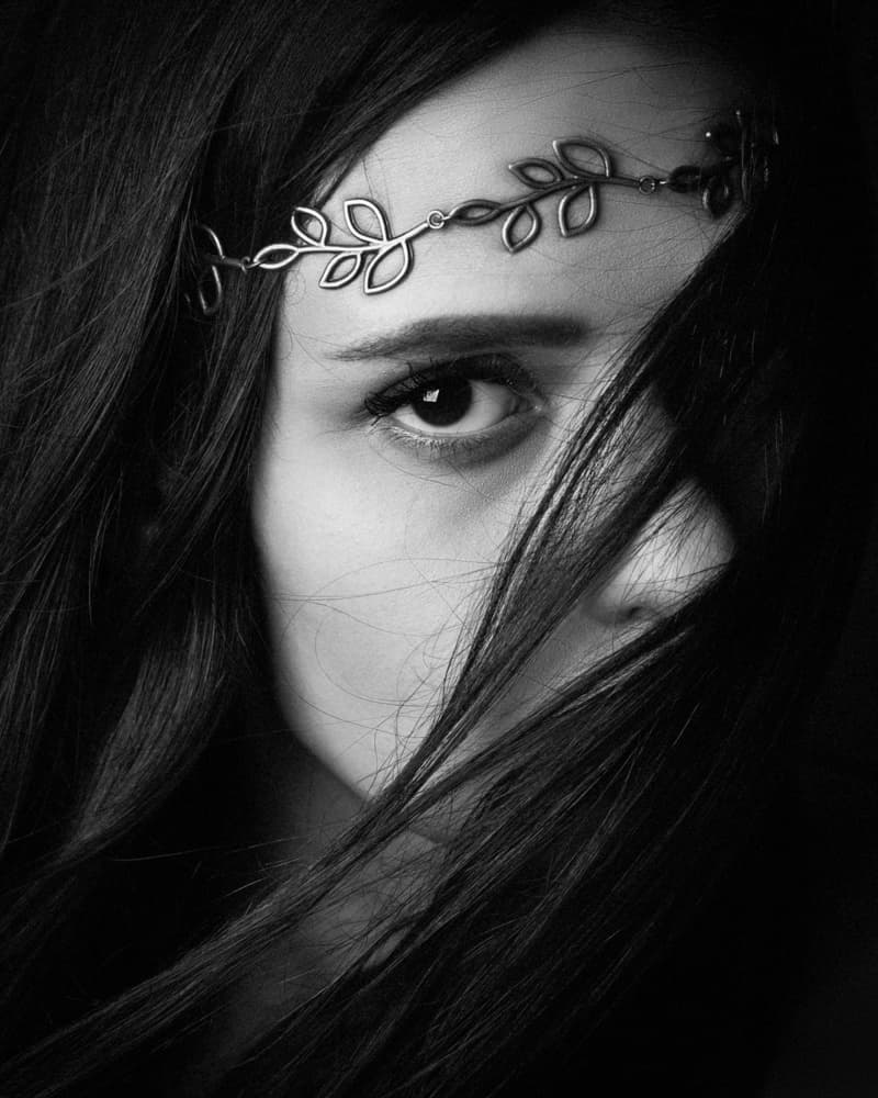 Mysterious Gaze With Leaves by Mehdi Mokhtari — canvas wall art