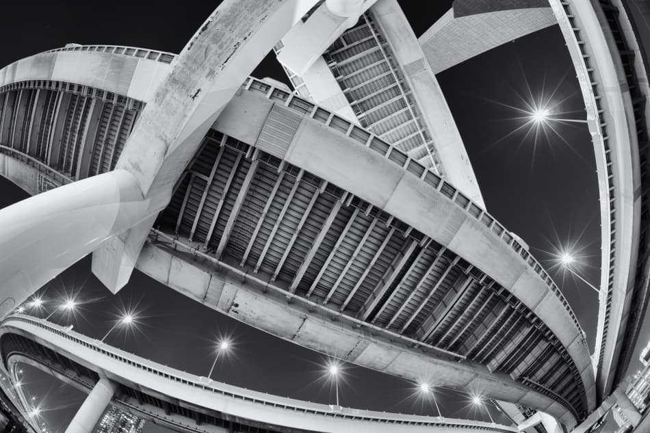 Modern Highway Interchanges Night by Shigehiro Ono — canvas wall art