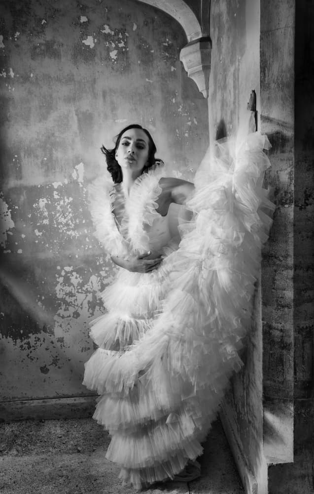 Dramatic Ruffle Gown by Colin Dixon — canvas wall art