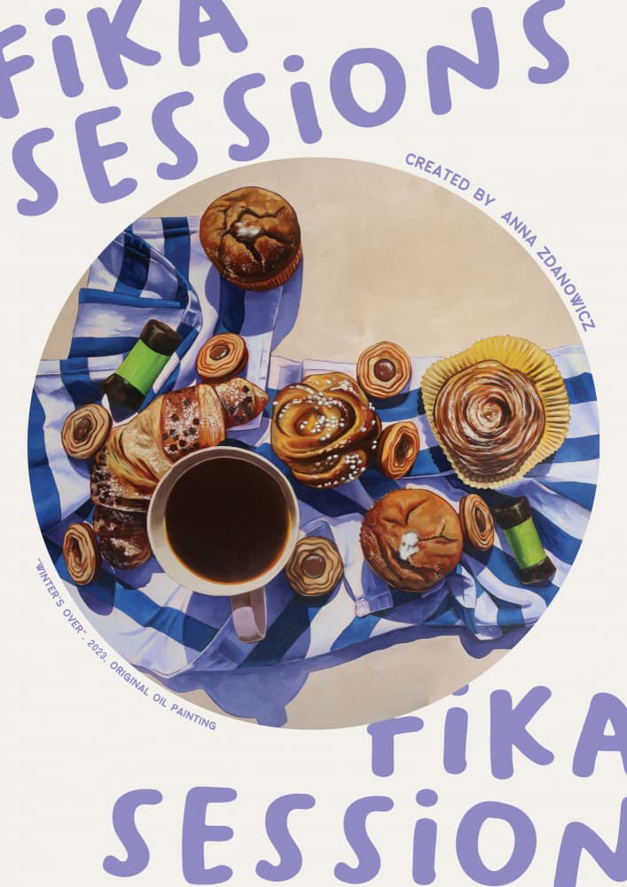 Fika Coffee and Pastries by Anna Zdanowicz — canvas wall art