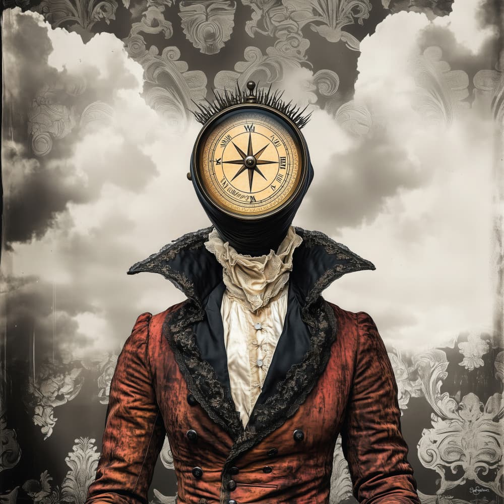 Steampunk Compass Figure by Sue Skellern — canvas wall art