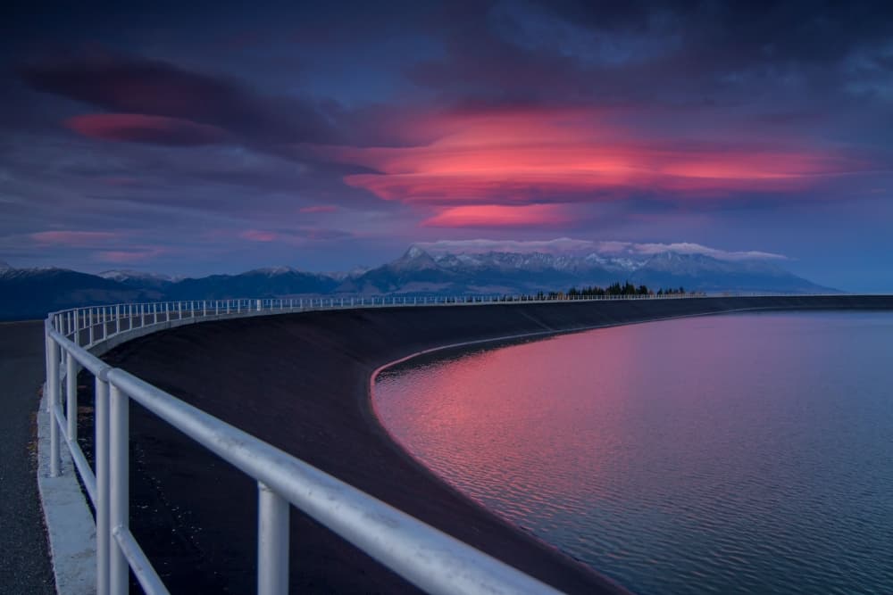 Pink Sky Mountain Lake by Matej Rumansky — canvas wall art