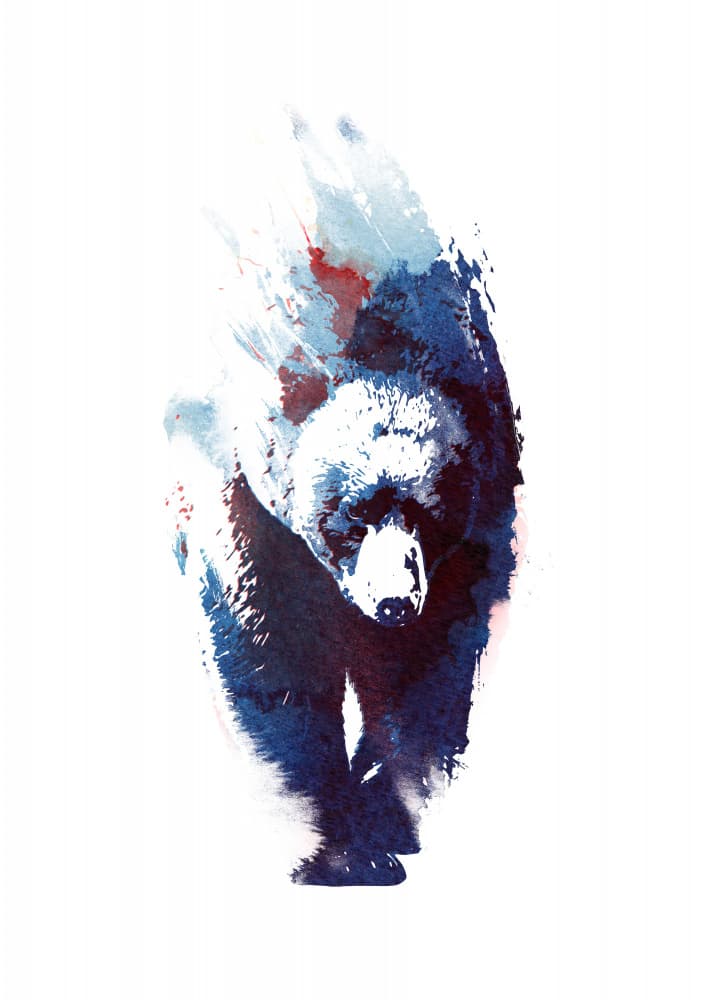 Powerful Watercolor Bear by Robert Farkas — canvas wall art