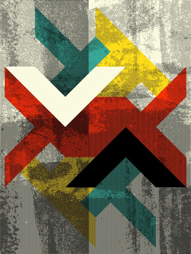 Retro Geometric Arrows by Petr Strnad — canvas wall art