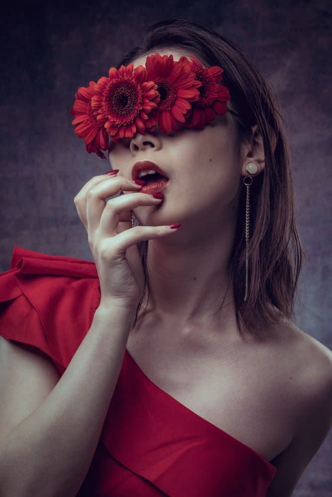 Woman With Red Flowers by Suguru Sumimoto — canvas wall art