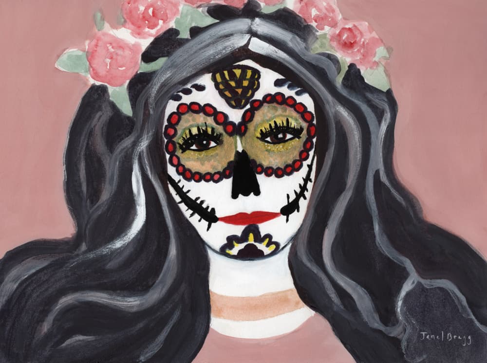 La Catrina Floral Portrait by Janel Bragg — canvas wall art