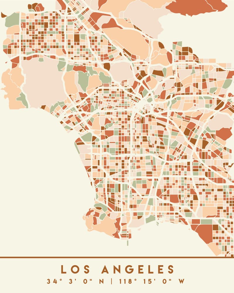Modern Los Angeles Map by Emiliano Deificus — canvas wall art