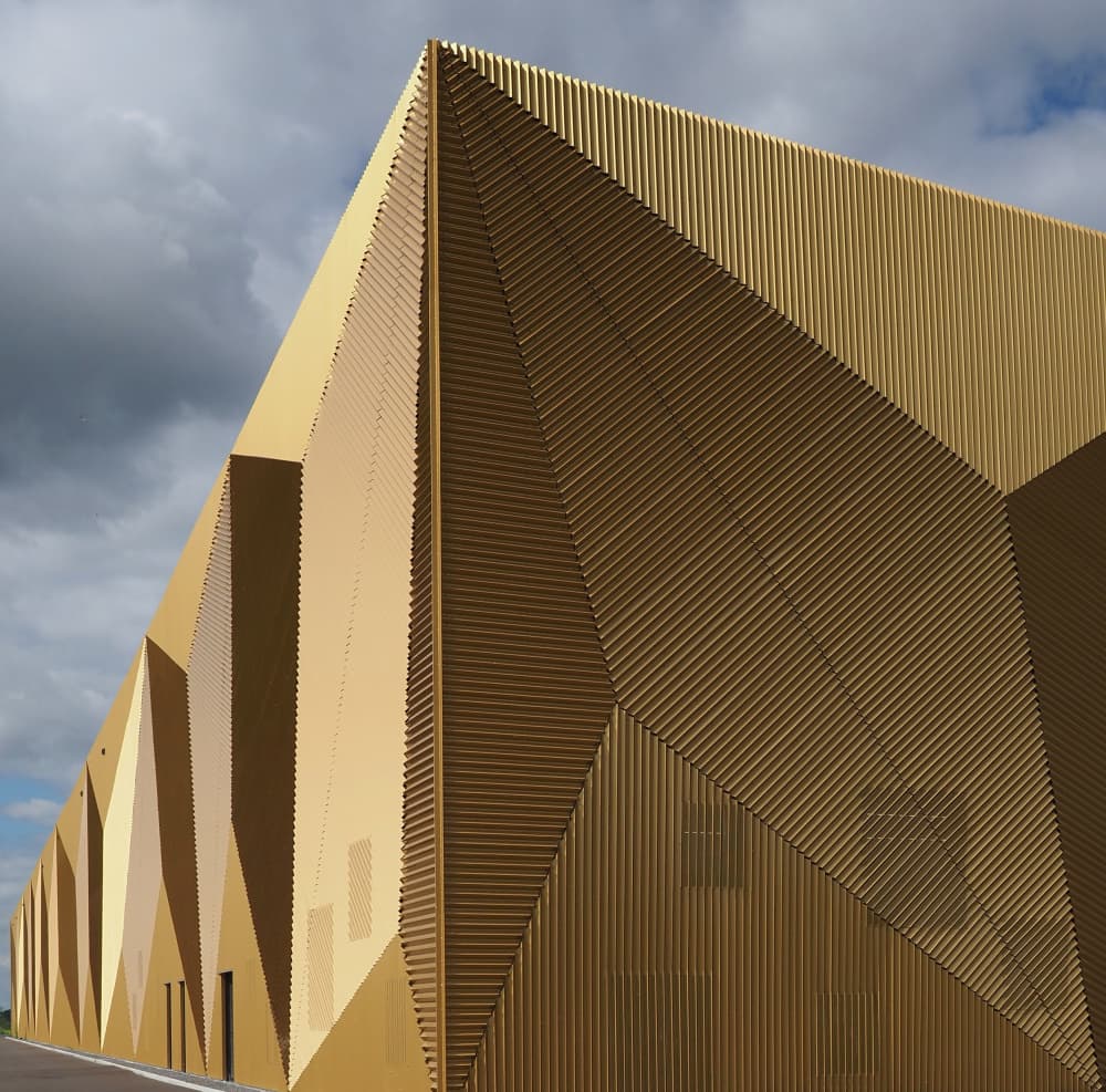 Golden Geometric Facade by Piet Agterhof — canvas wall art
