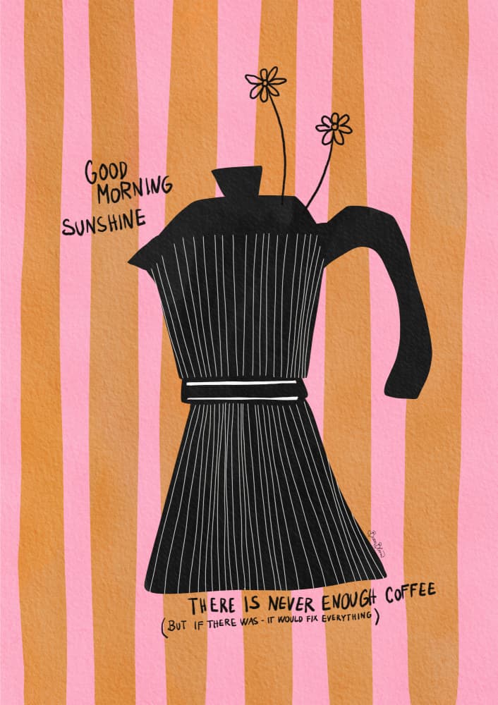 Good Morning Moka Pot by Baroo Bloom — canvas wall art