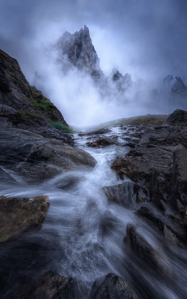 Misty Mountain Stream by Damon Hao — canvas wall art