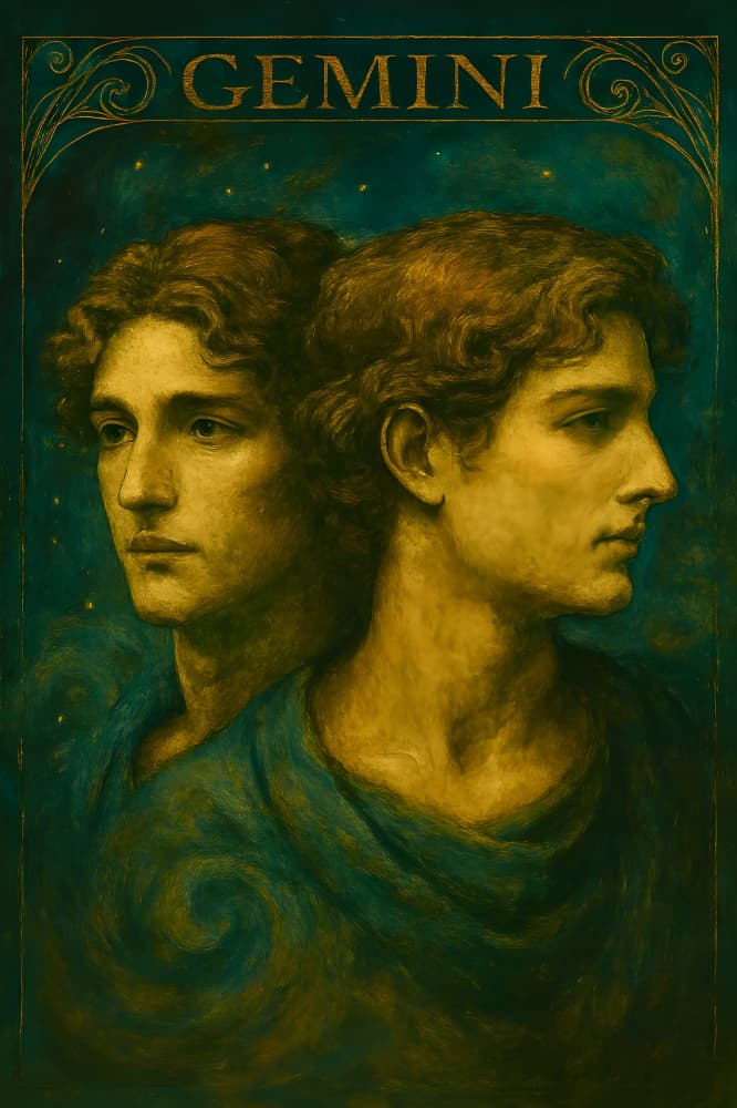 Golden Gemini Twins by HUGO — canvas wall art