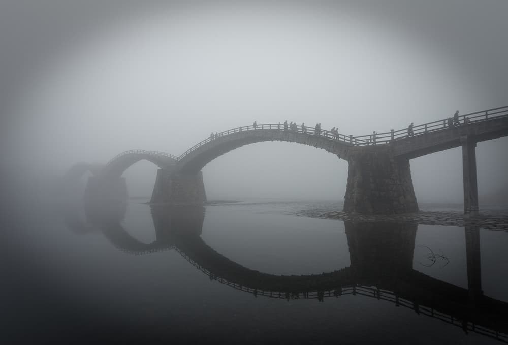 Misty Bridge Reflection by Sunao Isotani — canvas wall art