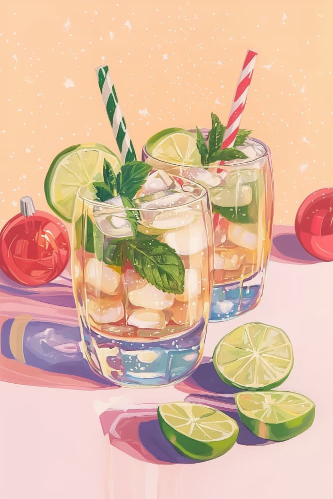Refreshing Festive Drinks by Melloi Art Prints — canvas wall art