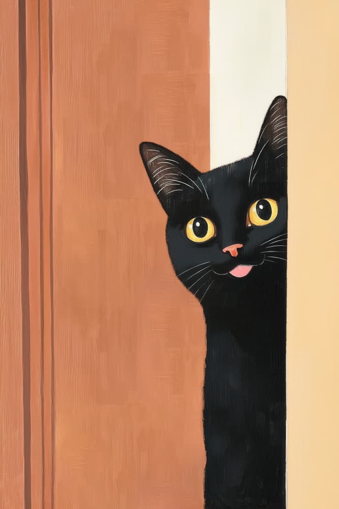 Black Cat Blep by Melloi Art Prints — canvas wall art