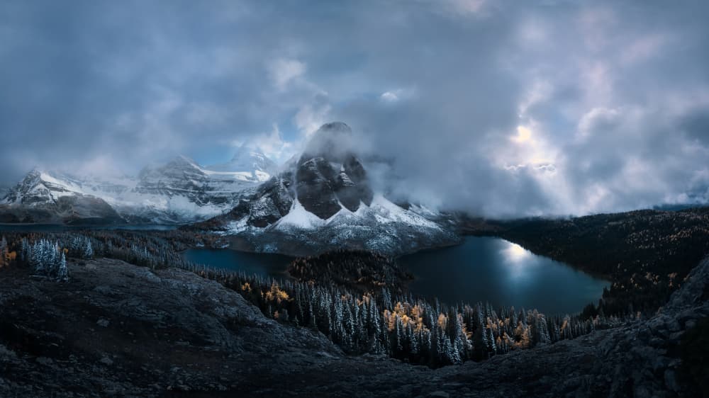 Misty Mountain Lakes by Liguang Huang — canvas wall art