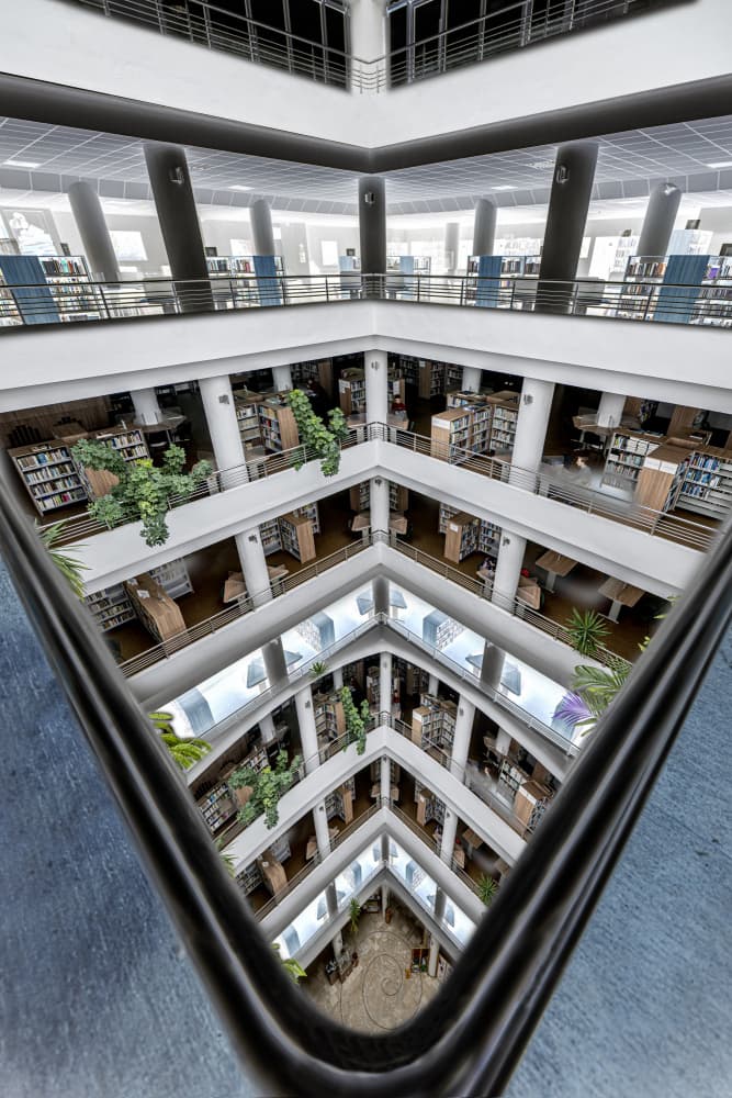 Modern Library Atrium by Ovi D. Pop — canvas wall art