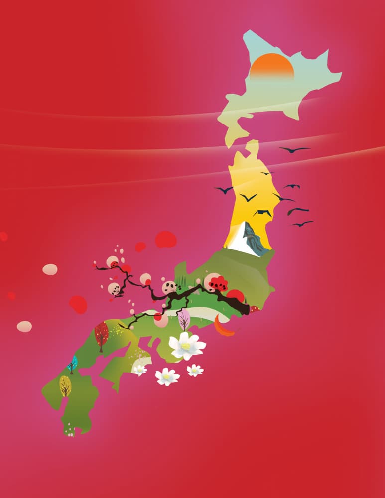 Japan Seasons Map by Nicholas — canvas wall art