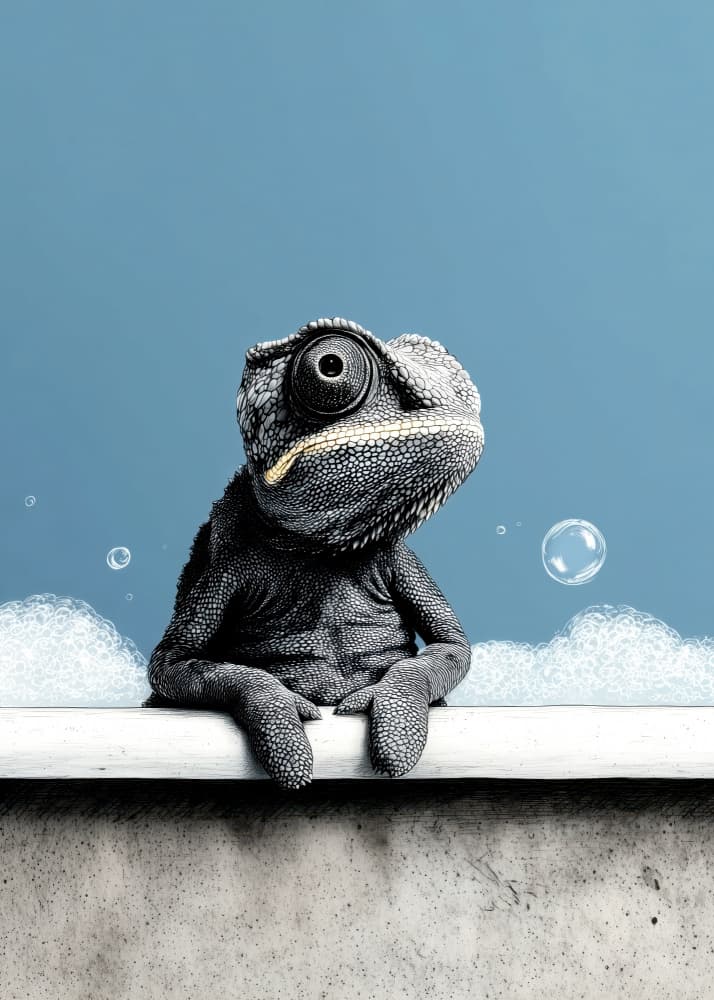 Chameleon Bubble Bath by Justyna Jaszke — canvas wall art