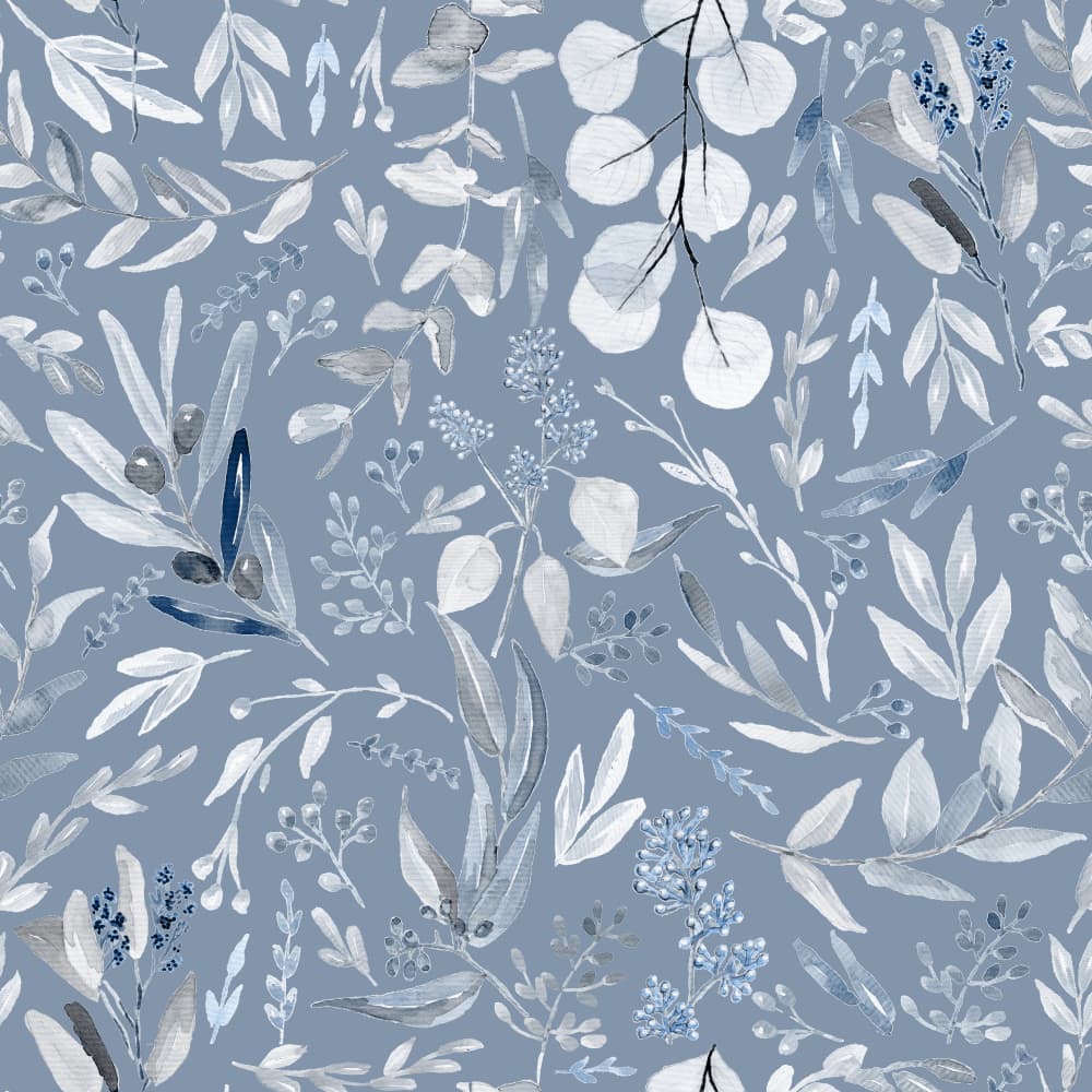 Eucalyptus Leaves Pattern Light Blue by Anis Illustration — canvas wall art